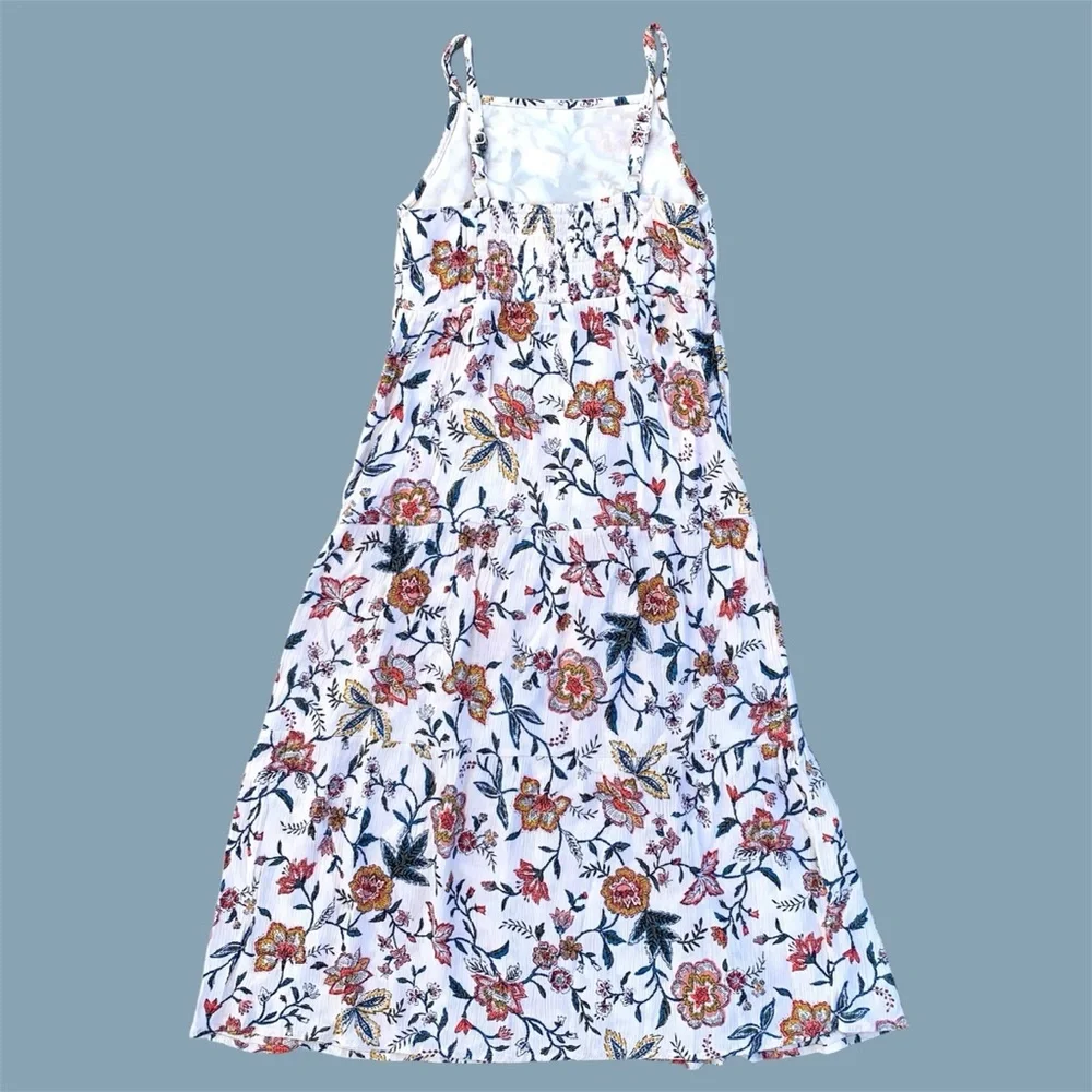 Old Navy Kids Multicolor Cream Floral Spaghetti Strap Maxi Dress Girls M/8